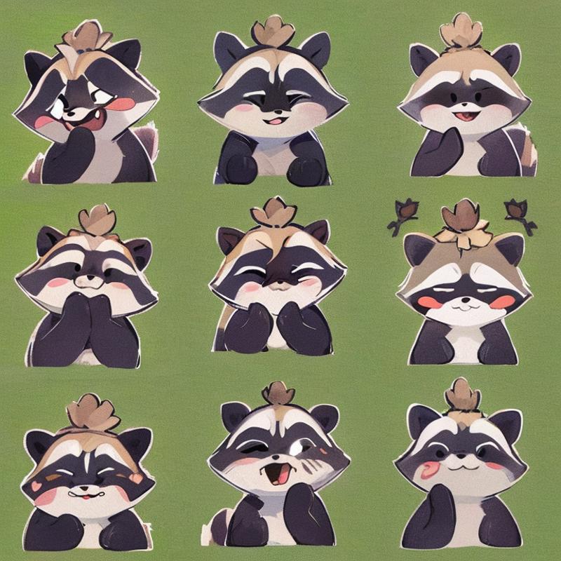 03606-4050951422-masterpiece,best quality,highly detailed,raccoon,stickers,emoji,biaoqing,simple background,.png